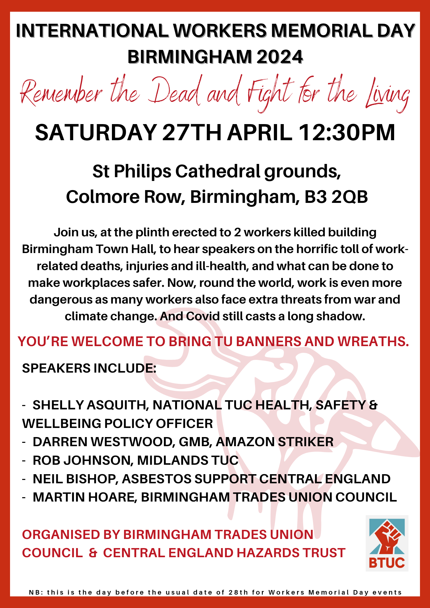 IWMD Poster listing the speakers at the event